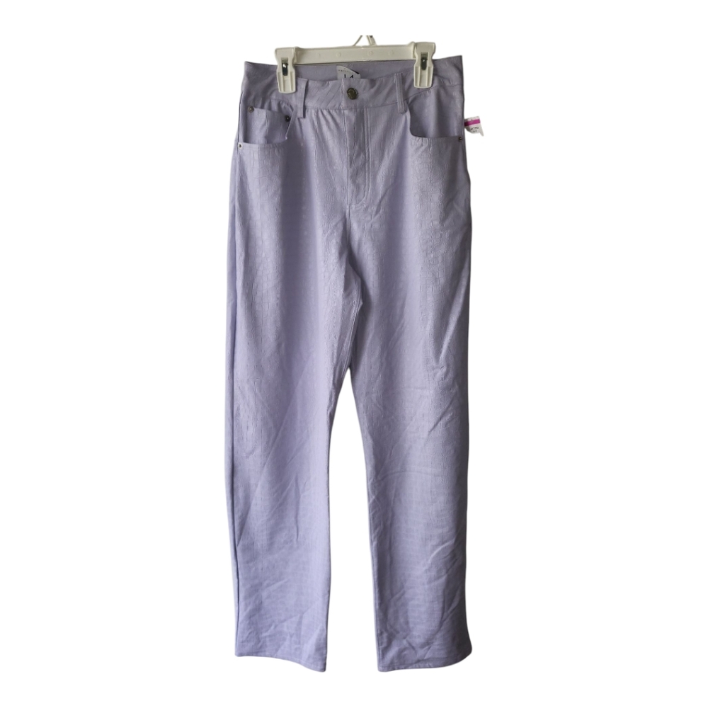 Naked Wardrobe Faux Leather‎ Croc Straight Leg Pants Lavender Purple S New